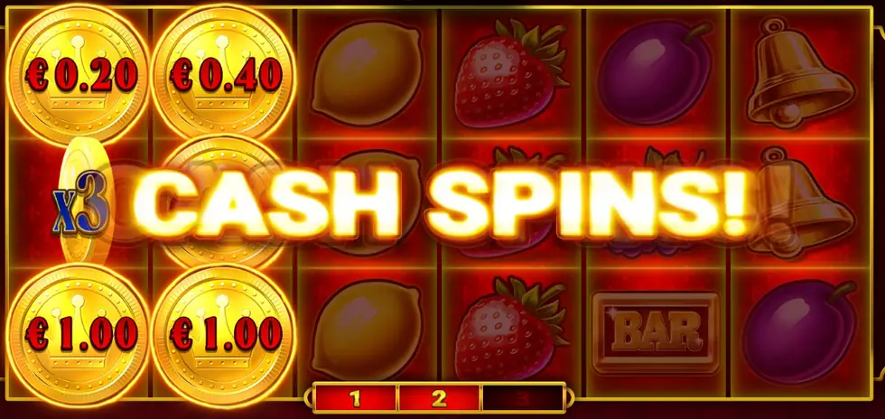 Six crowned Coins held on the two left reels as the Cash Spins banner appears